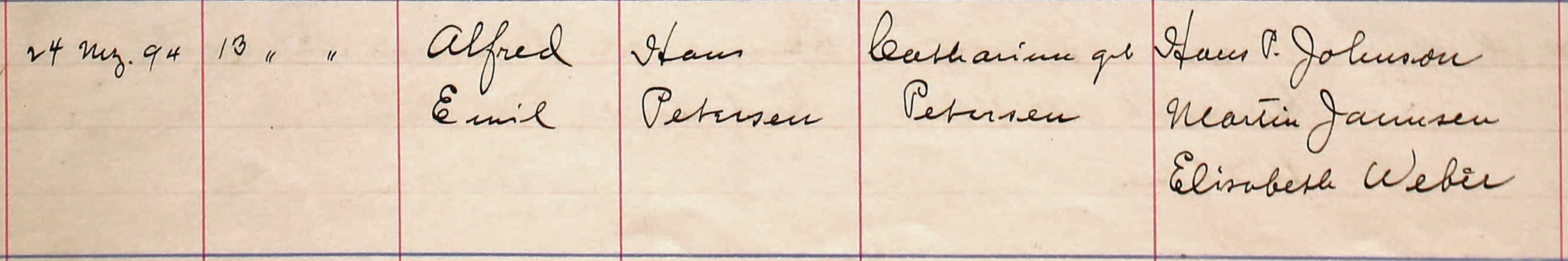 Alfred Emil Petersen baptism 1894