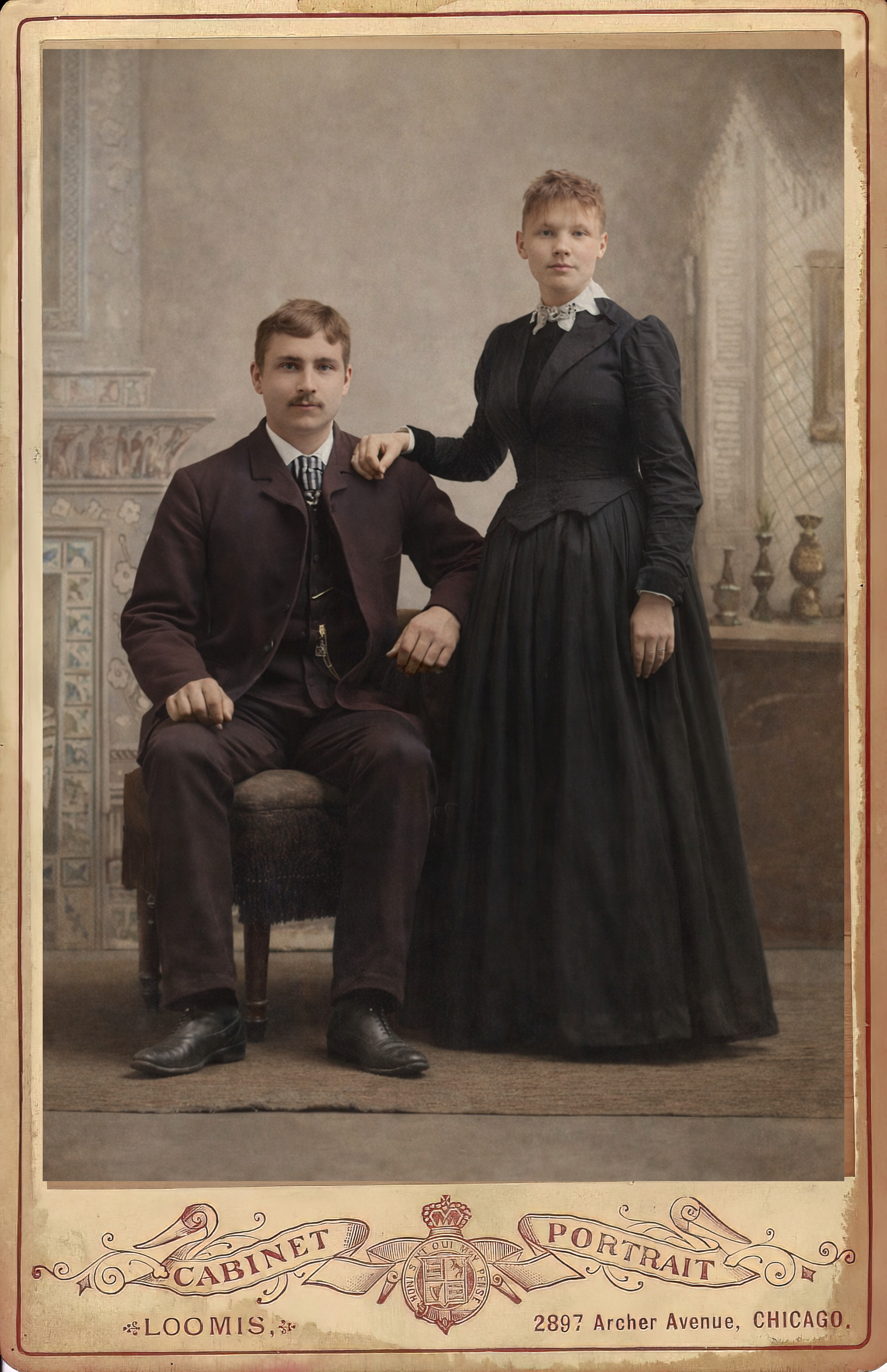 Andrew Petersen and Karen Marie Johansen, engagement or marriage portrait, 1889