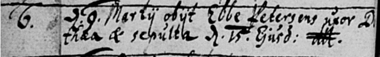 Dorothea Ebsen death record, 1691