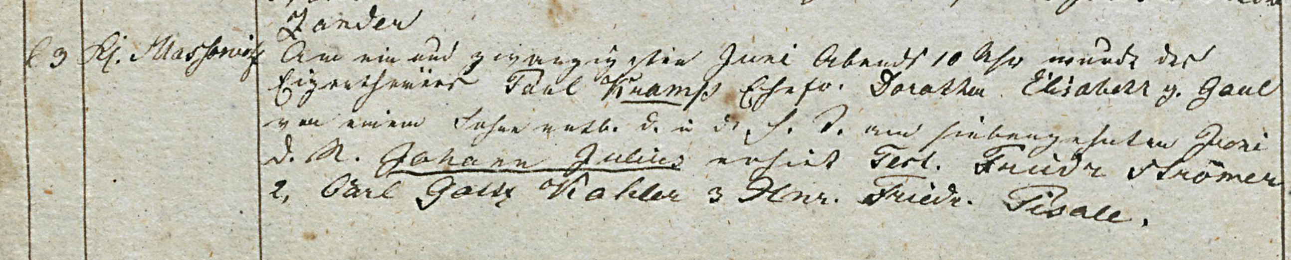 Duplicate record, baptism, Johann Julius Kramp, 1831