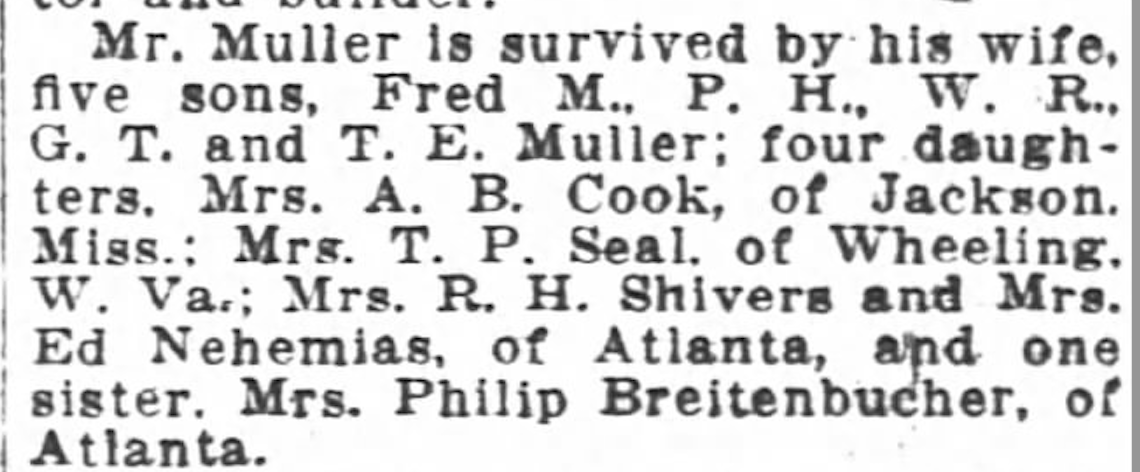 Obituary, Frederick L. Müller, 1920