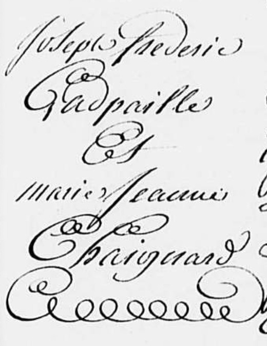 Marriage of Joseph Frédéric Gadpaille and Marie Jeanne Chaignard, 1805, Nantes