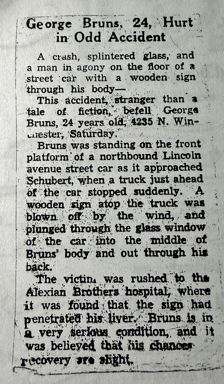 Newspaper clippping, May 1939, unknown Chicago newspaper