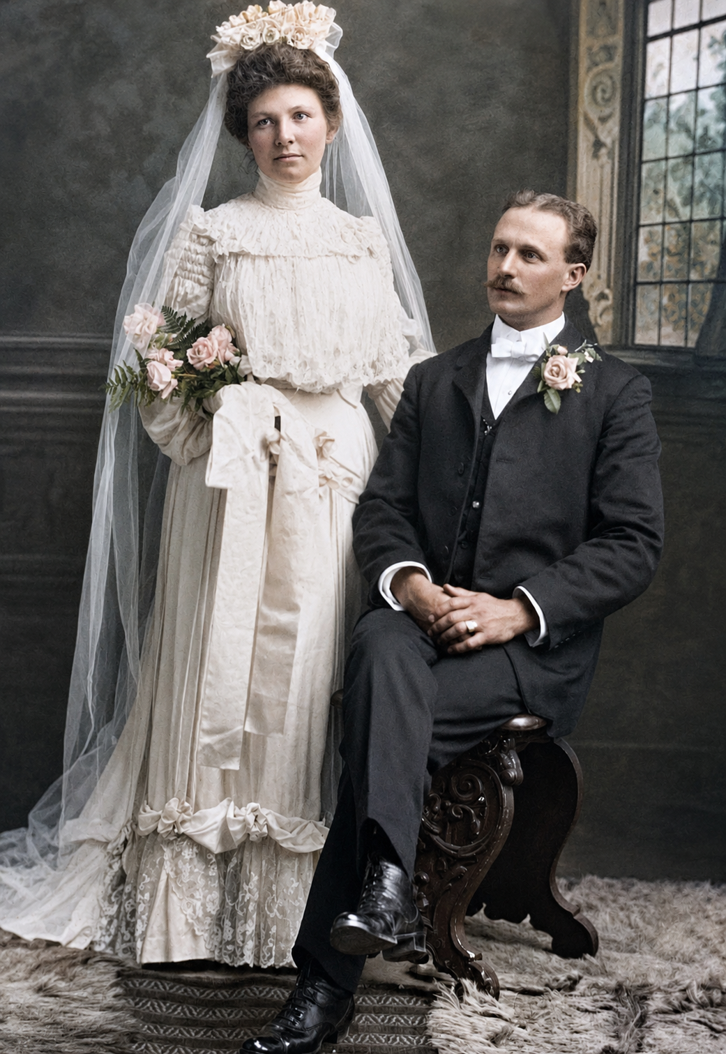 Petersen-Majoros marriage, Chicago, Illinois, 1900
