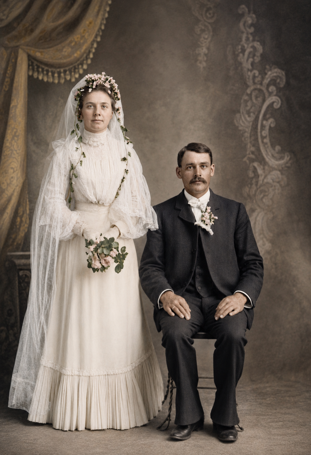 Petersen-Majoros marriage, Chicago, Illinois, 1900