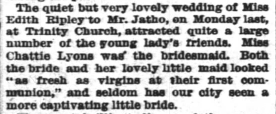 Jatho marriage 1885
