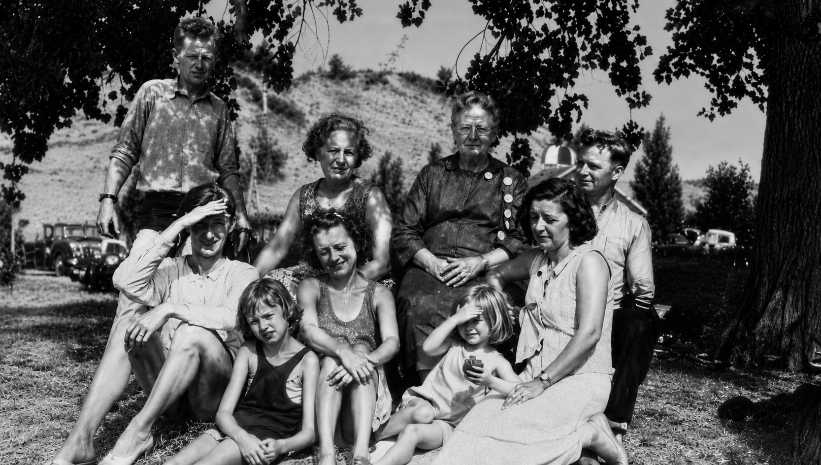 The MacLaughlans and the Mikkelsens get together for a 4th of July picnic.