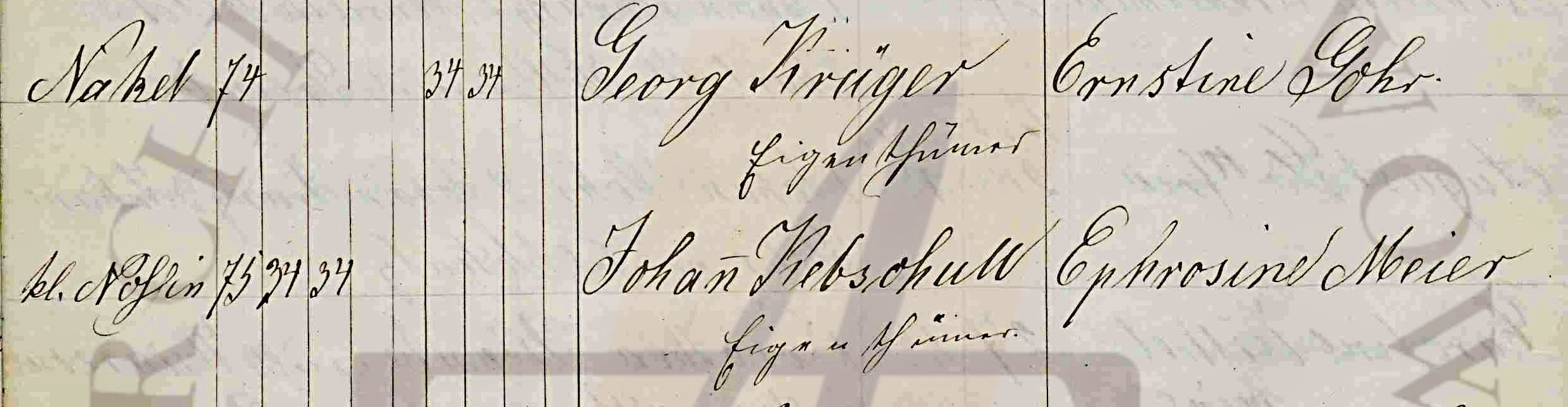 Krüger-Gohr baptism 1833