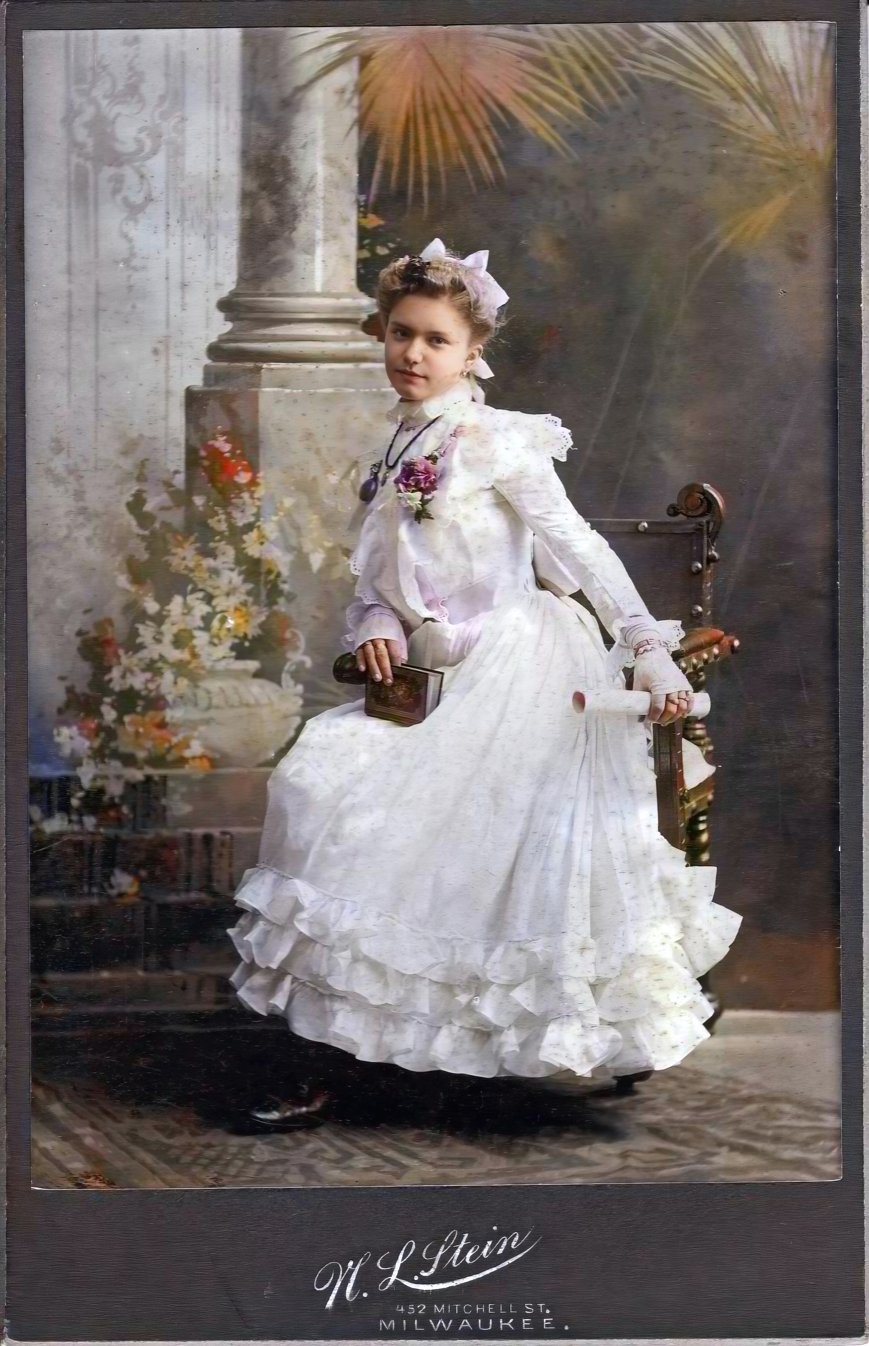 Margaret 'Maggie' Petersen, 1903, confirmation photo, Milwaukee, Wisconsin