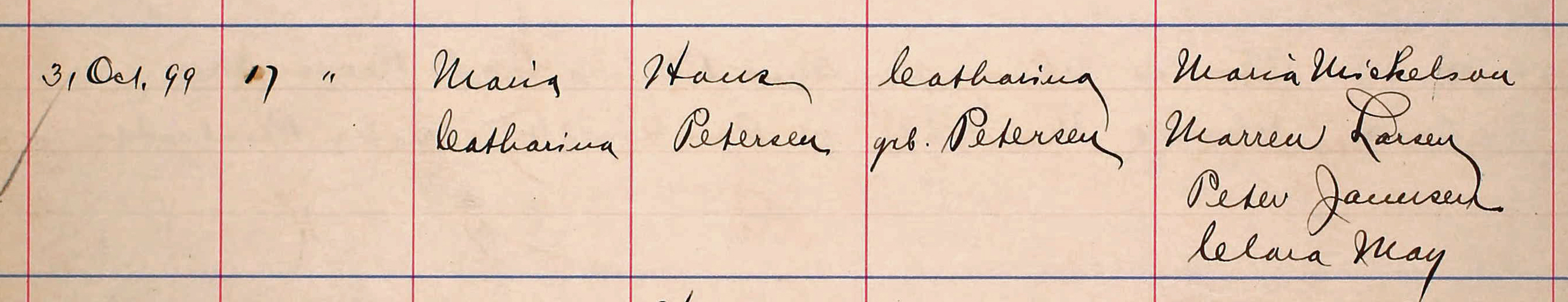 Maria Catharina Petersen baptism 1899