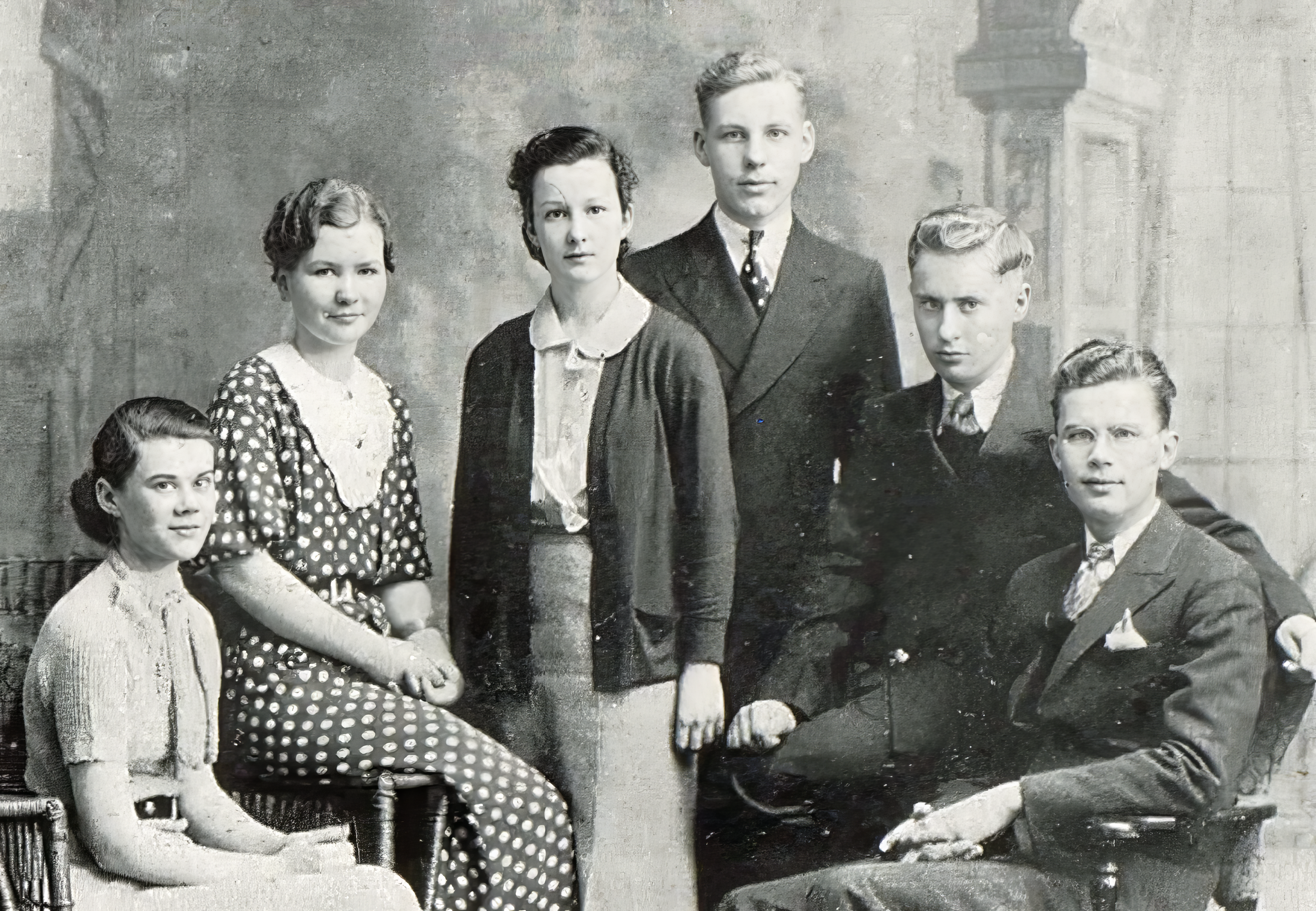 Marjorie Alberta Hoffland, second from left, Cresco High School, Cresco, Iowa.