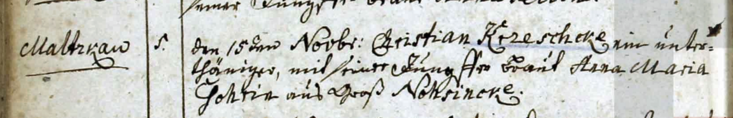 Marriage record, Christian Kresckeke and Anna Maria Gohr, 1787