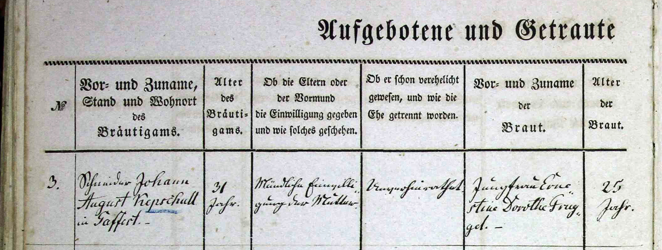 Kebschull-Fruggel 1857 marriage
