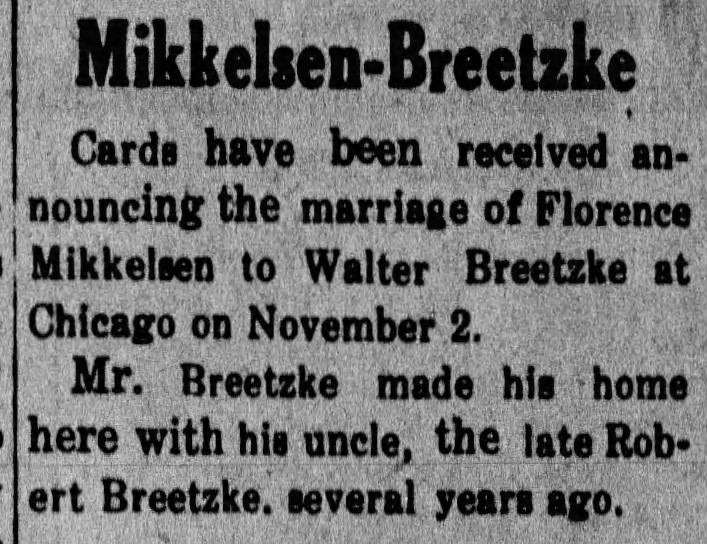 Mikkelsen-Breetzke engagement announcement 1934