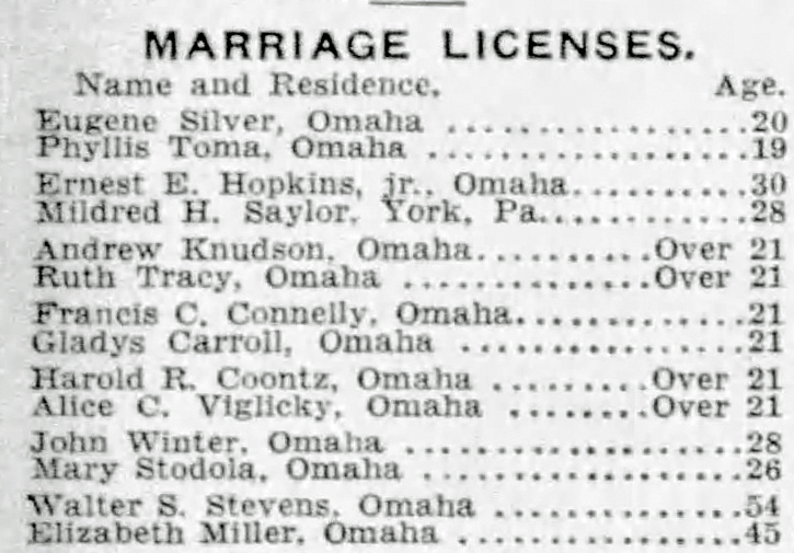 1936 marriage, Walter S. Stevend and Elizabeth Miller
