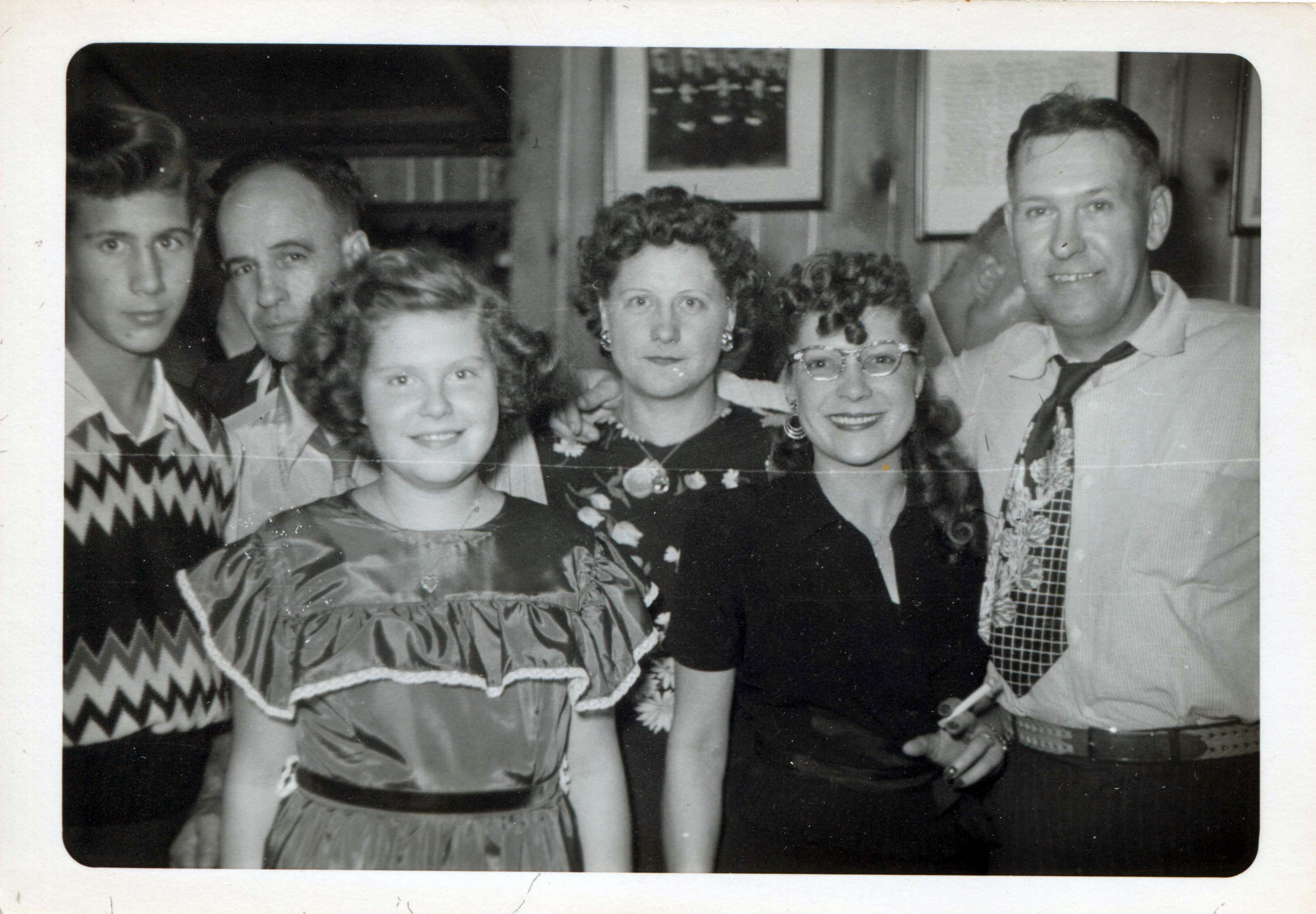 Petersens (siblings and cousins) gather for an evening out, Milwaukee, Wisconsin