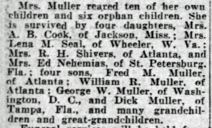 Obituary, Frances Martha Sheridan Müller, 1927