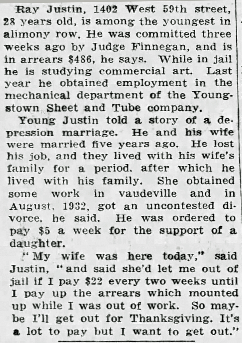 Chicago Tribune November 29, 1934 interview with Ramon (Ray) Anthony Justin