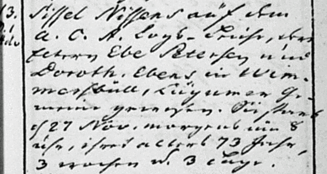 Sissel Ebsen death record, 1752