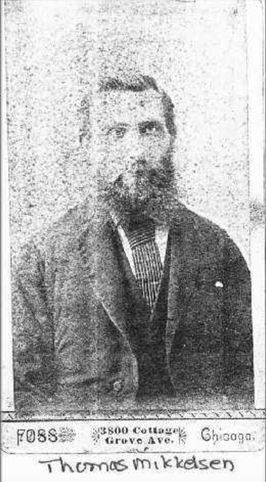 Thomas Mikkelsen, Foss Studio portrait, Chicago, circa 1887