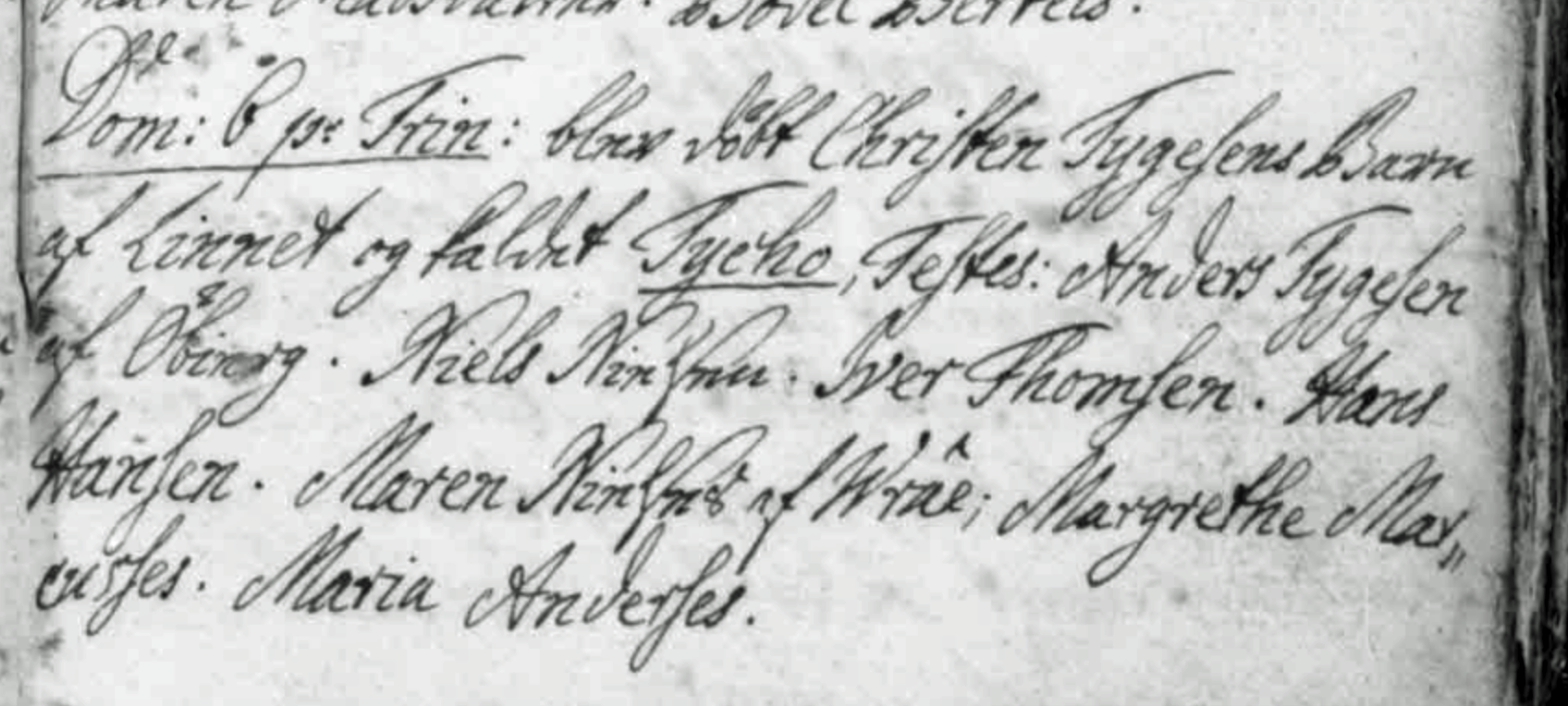 Baptism record of Tycho Christiansen 1744