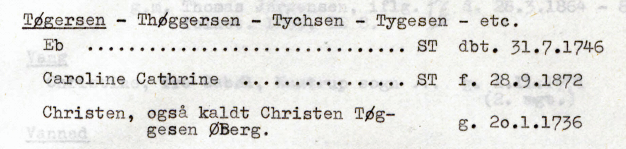 Christen Tygesen index