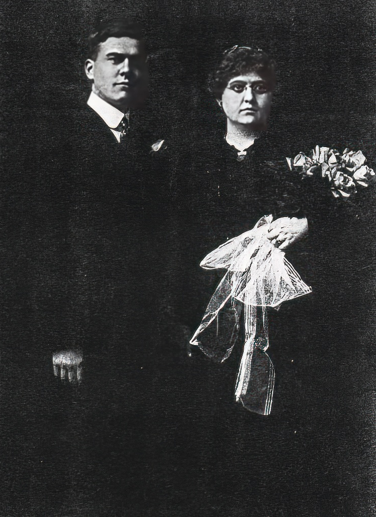 Wedding portrait [?], Walter and Elizabeth Petersen, c. 1912