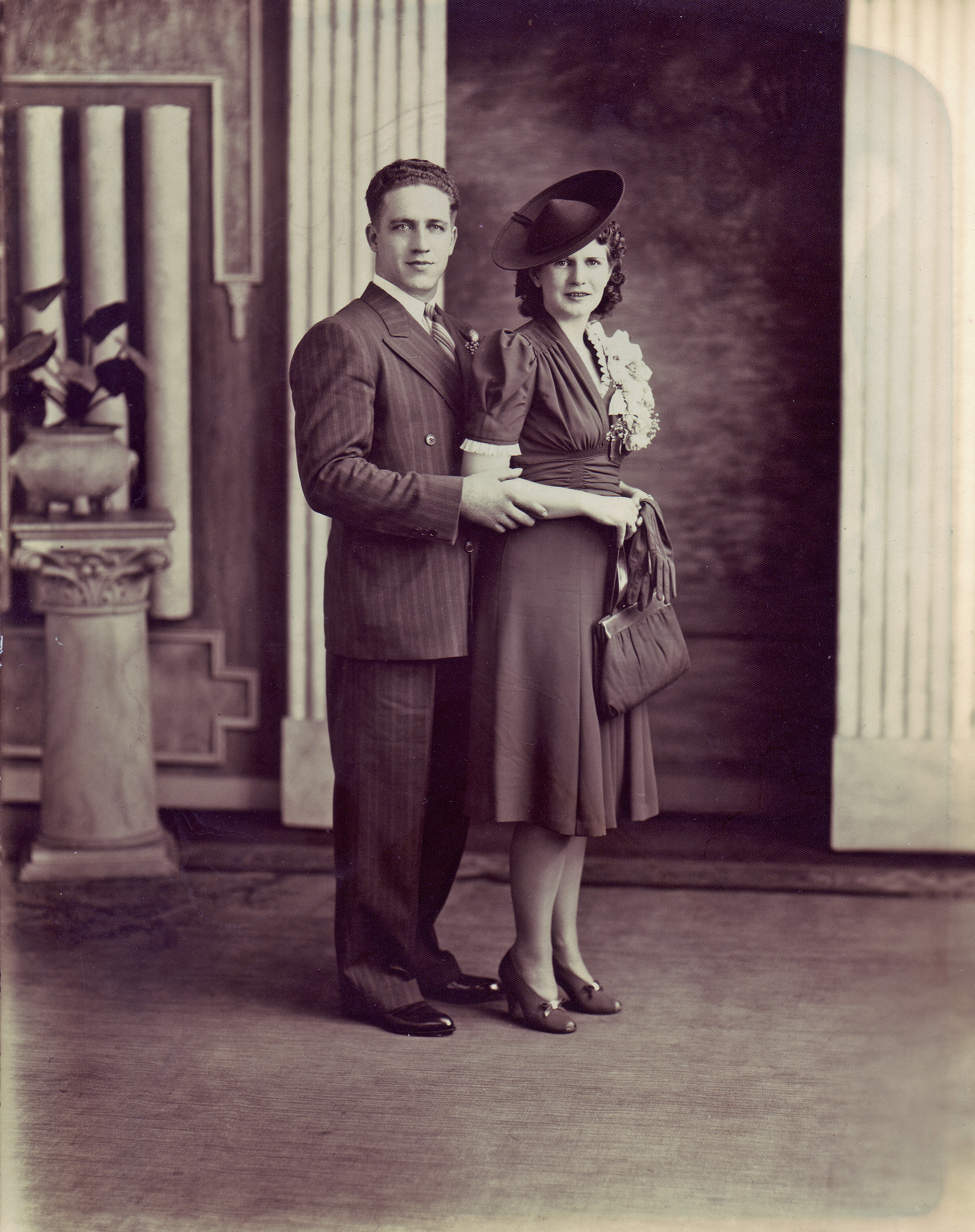 William Peteren and Virginia Nory, wedding portrait, 1940 Chicago