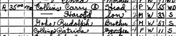 Carrie Collines 1940 census